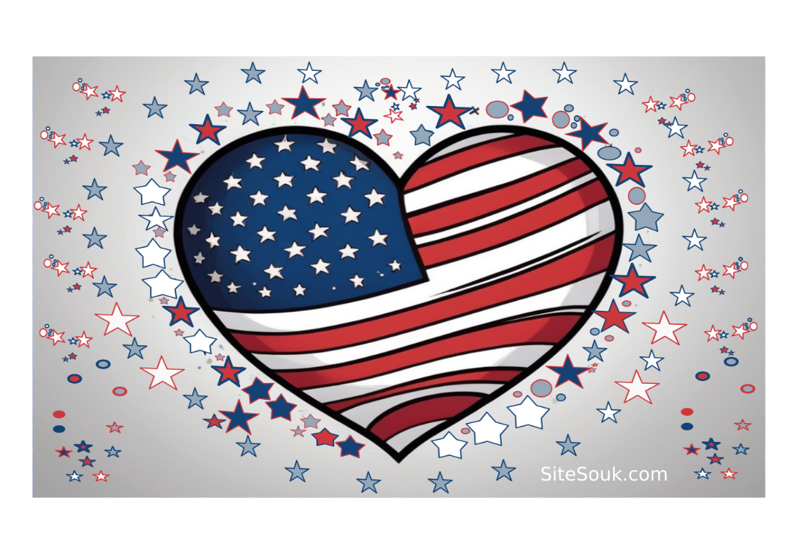 USA flag heart shape