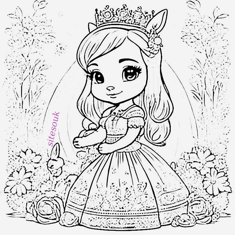 Regal Bunny Retreat: Coloring the Easter Princess' Tranquil Haven