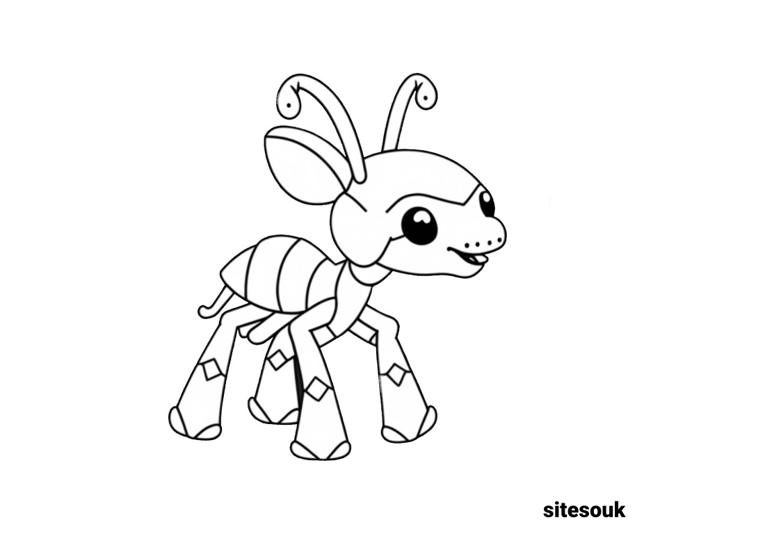 Coloring Page of Cute Cartoon Ant