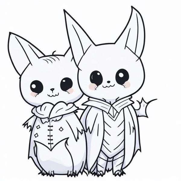 Halloween cute-bat-couple