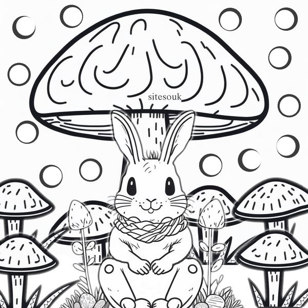 Bunny under a Giant Mushroom