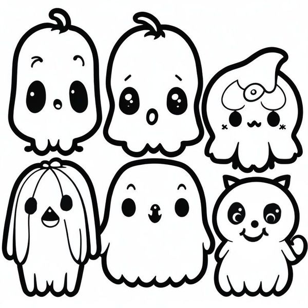 Halloween group-of-cute-ghosts
