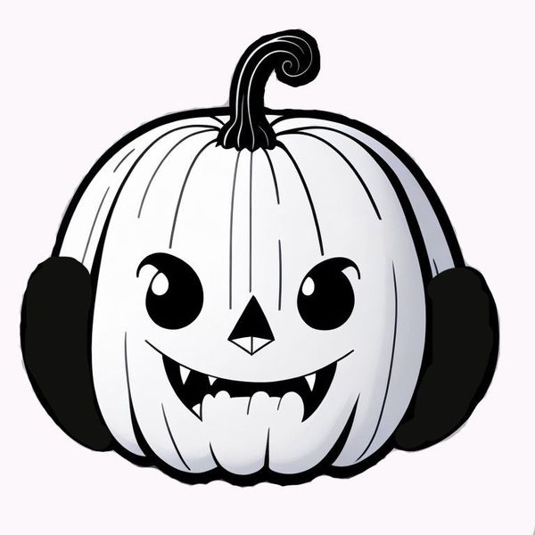 Halloween pumpkin-with-headphones