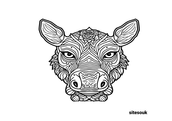 Coloring Page of Rhino Head - Mandala